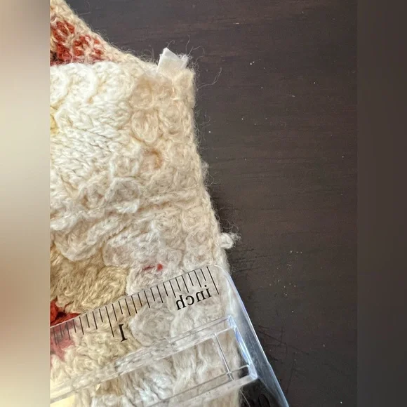 Rebellion Again Sunflower Crochet Top Cream Cropped Floral Womens Size L - Picture 2 of 16